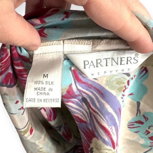 Vintage Partners Mervyns 100% Silk Floral Mini V Neck Slip Dress Women's Size M - Picture 6 of 6